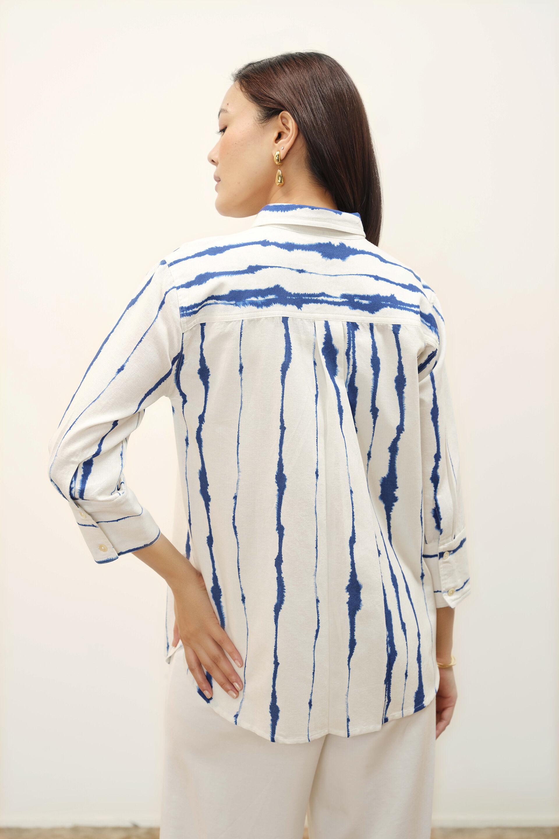 Indigo Tie-Dye Printed Shirt, Blue, image 5